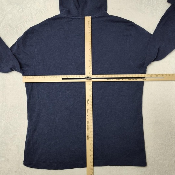 Mizzen+Main Hoodie Mens Medium Blue Henley Pullover Hooded Button 1P0-0408 - Picture 8 of 10